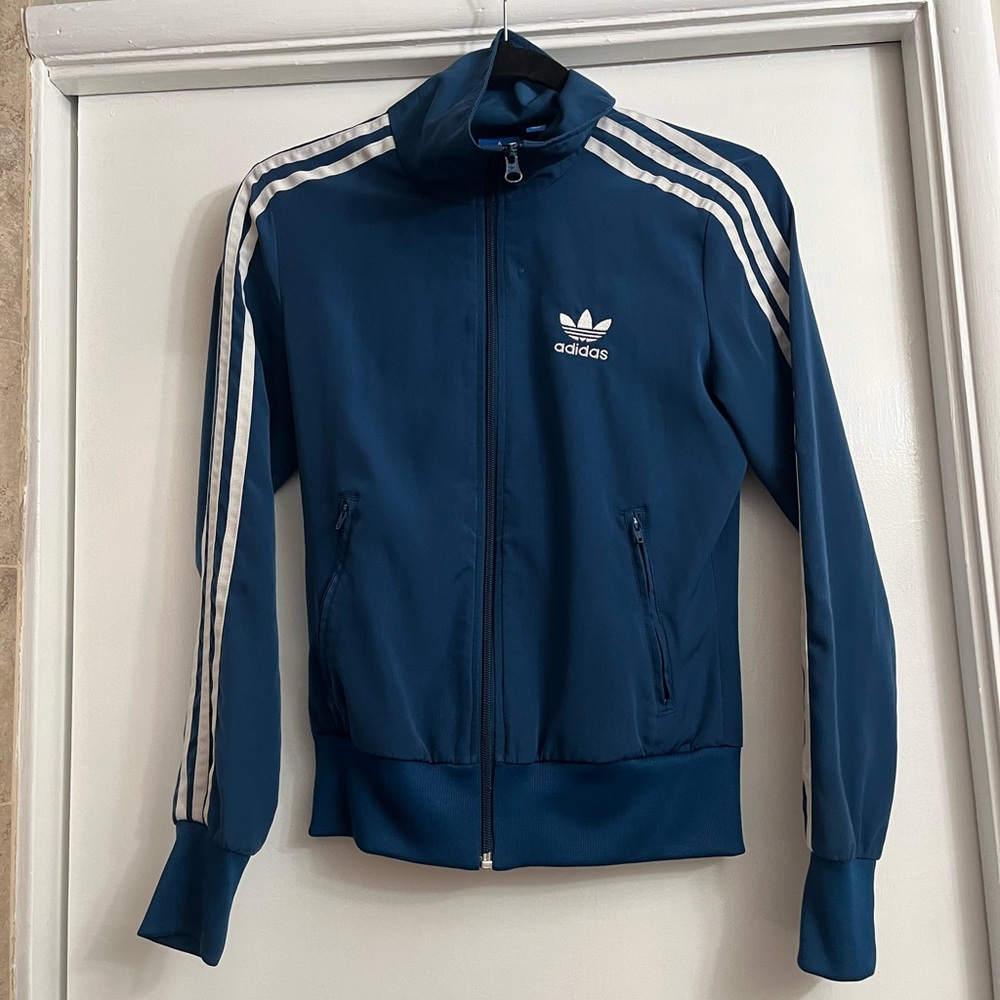 Adidas “Ciranda Firebird” Trefoil Track Jacket with Floral Print Logo